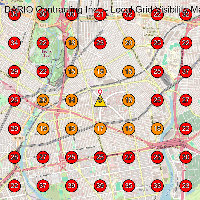 DARIO Contracting Inc. GeoGrid visibility map for Hvac Contractor in Bronx